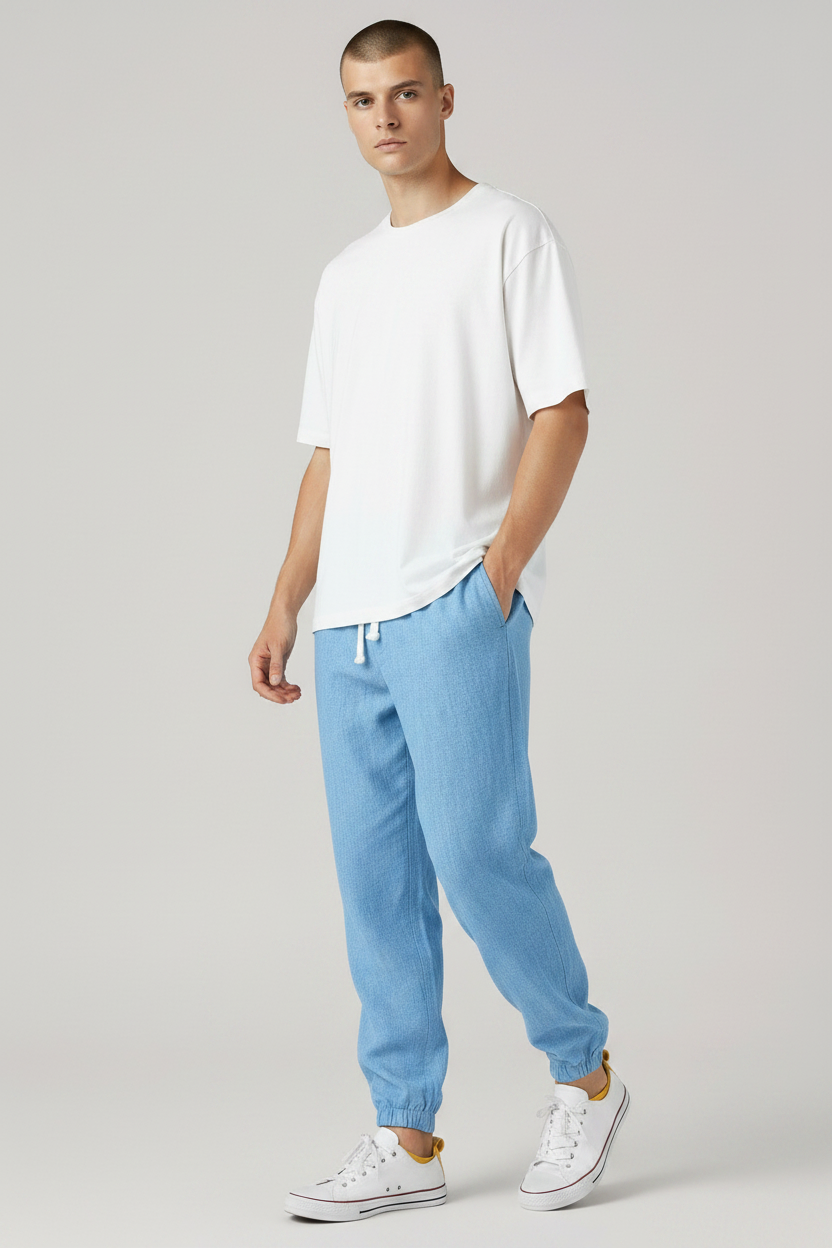 Men’s Relaxed Fit Linen Style Trousers – Summer Comfort Style