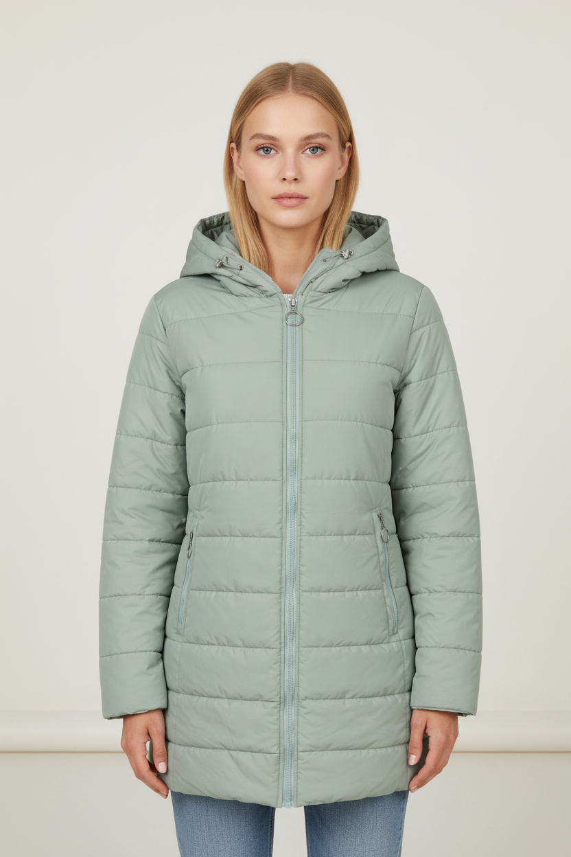 Cozy Essentials | Longline Quilted Puffer Coat with Fleece-Lined Hood | Stylish Winter Jacket for Warmth and Comfort