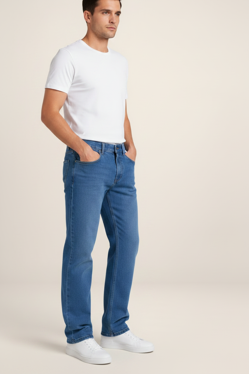 Men's Straight Leg Jeans – Classic Regular Fit Denim Trousers