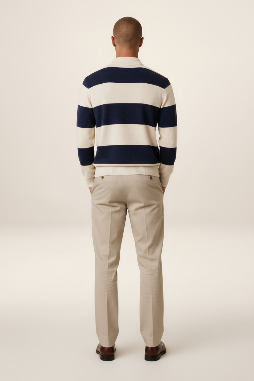 Men’s Striped Knit Polo Sweater