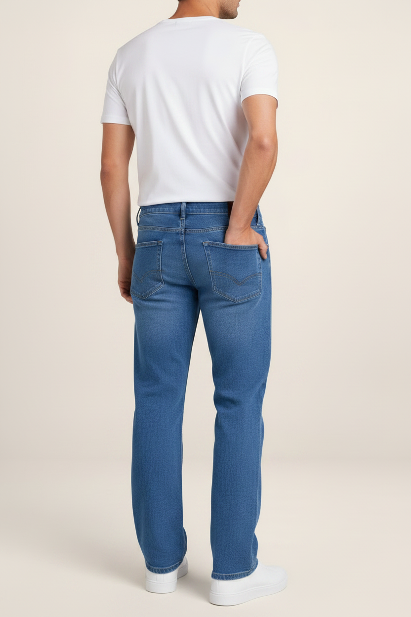 Men's Straight Leg Jeans – Classic Regular Fit Denim Trousers