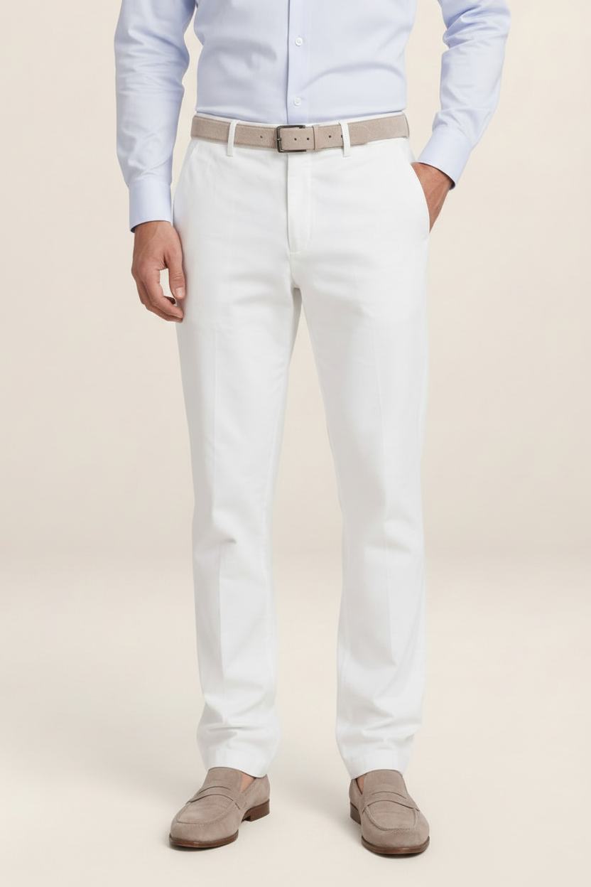 Men's Linen Look Straight Leg Trousers – Smart Relaxed Fit