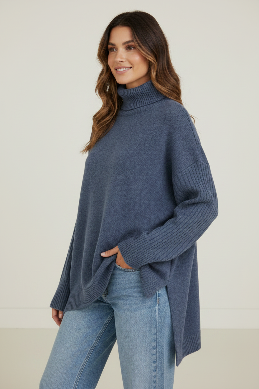 Elegant Collection | Women's Oversized Sweater with Cozy Roll Neck | Soft Knit for Casual Comfort