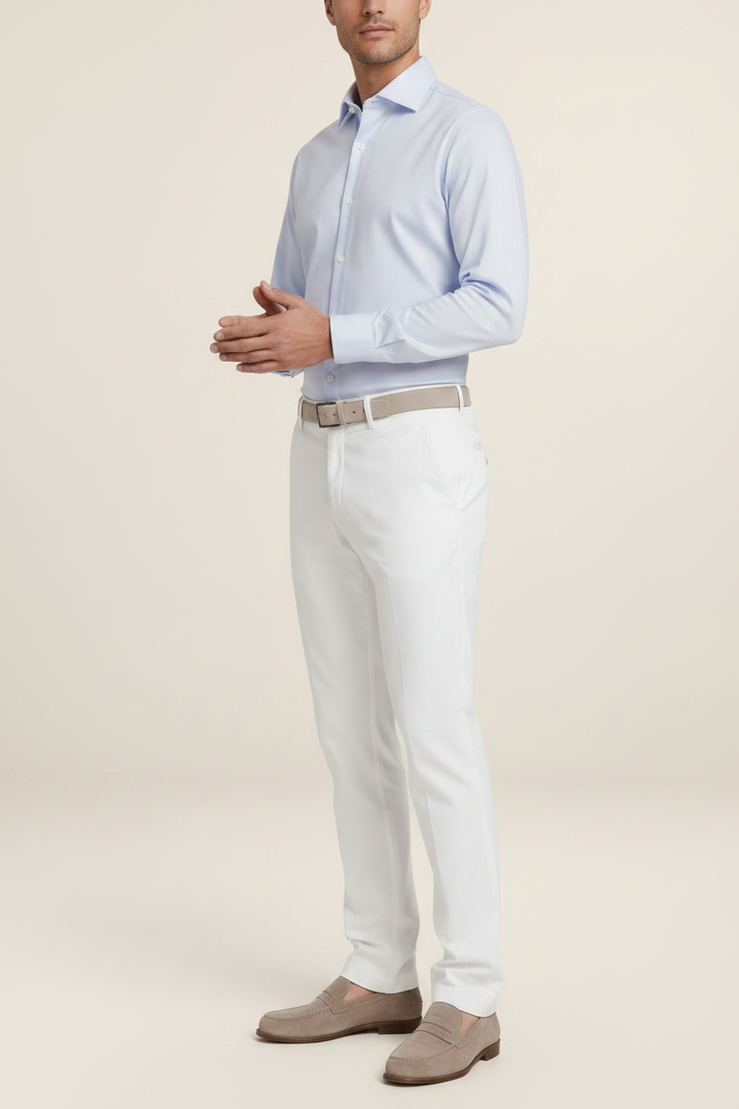 Men's Linen Look Straight Leg Trousers – Smart Relaxed Fit