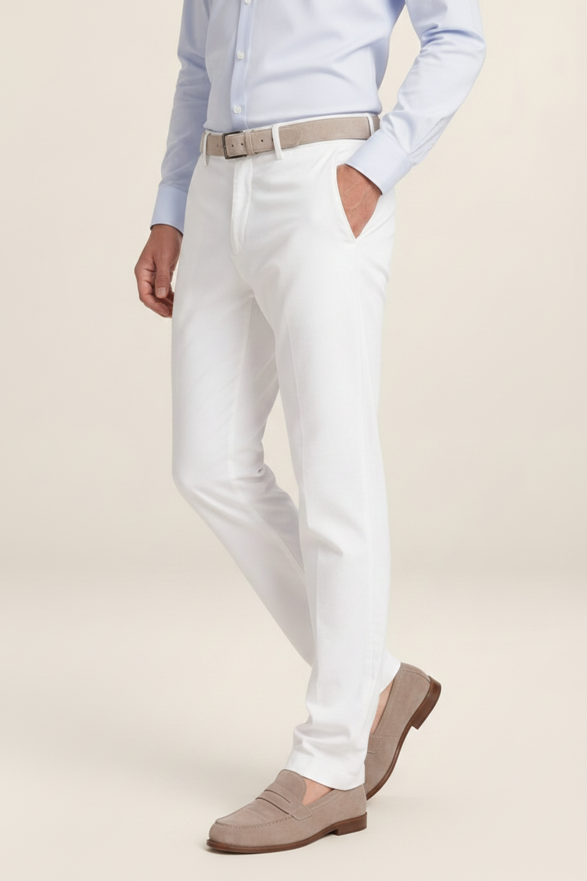 Men's Linen Look Straight Leg Trousers – Smart Relaxed Fit