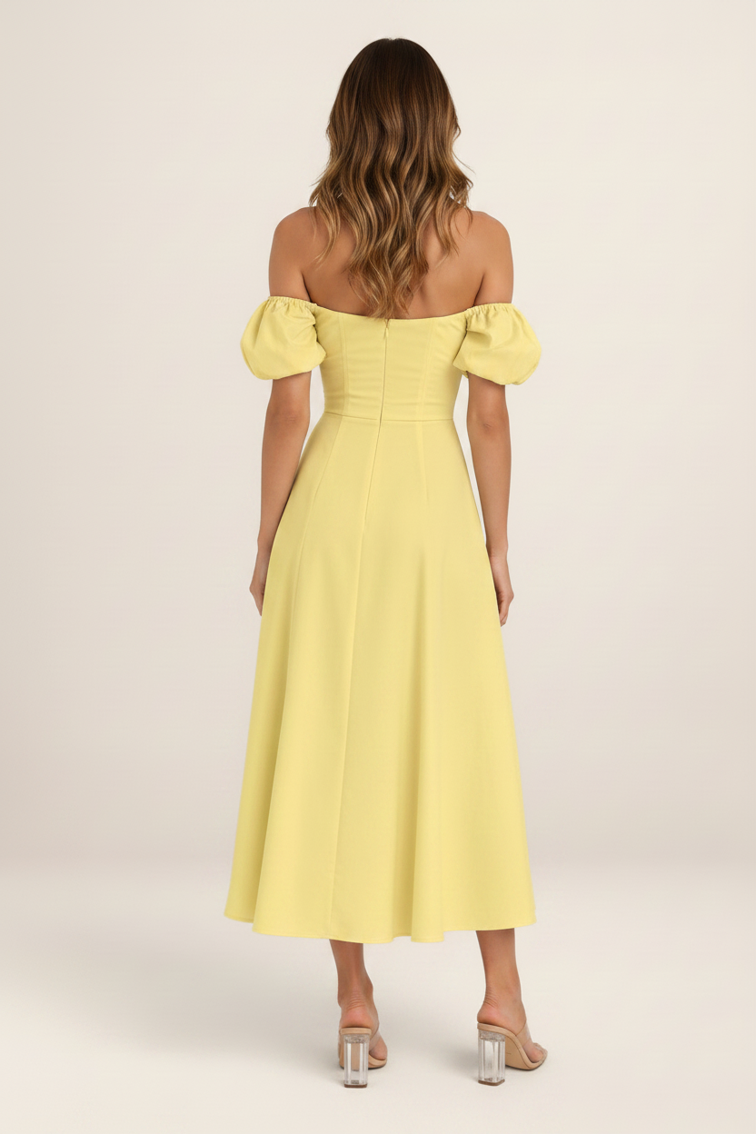 Midi Dress | Women's Milkmaid Corset Dress with Thigh-High Split | Versatile Summer Style for Special Occasions