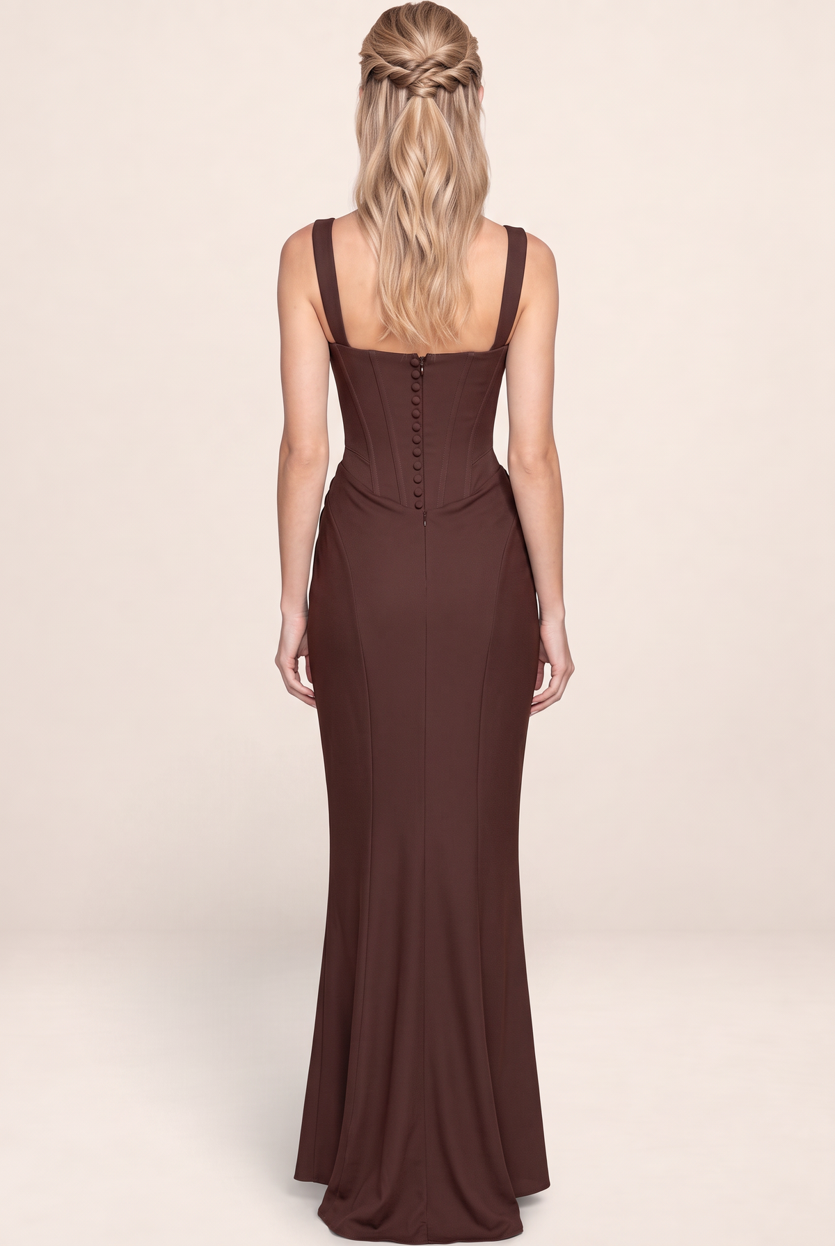 Women's Structured Bodice Draped Maxi Evening Gown - Elegant Party Style
