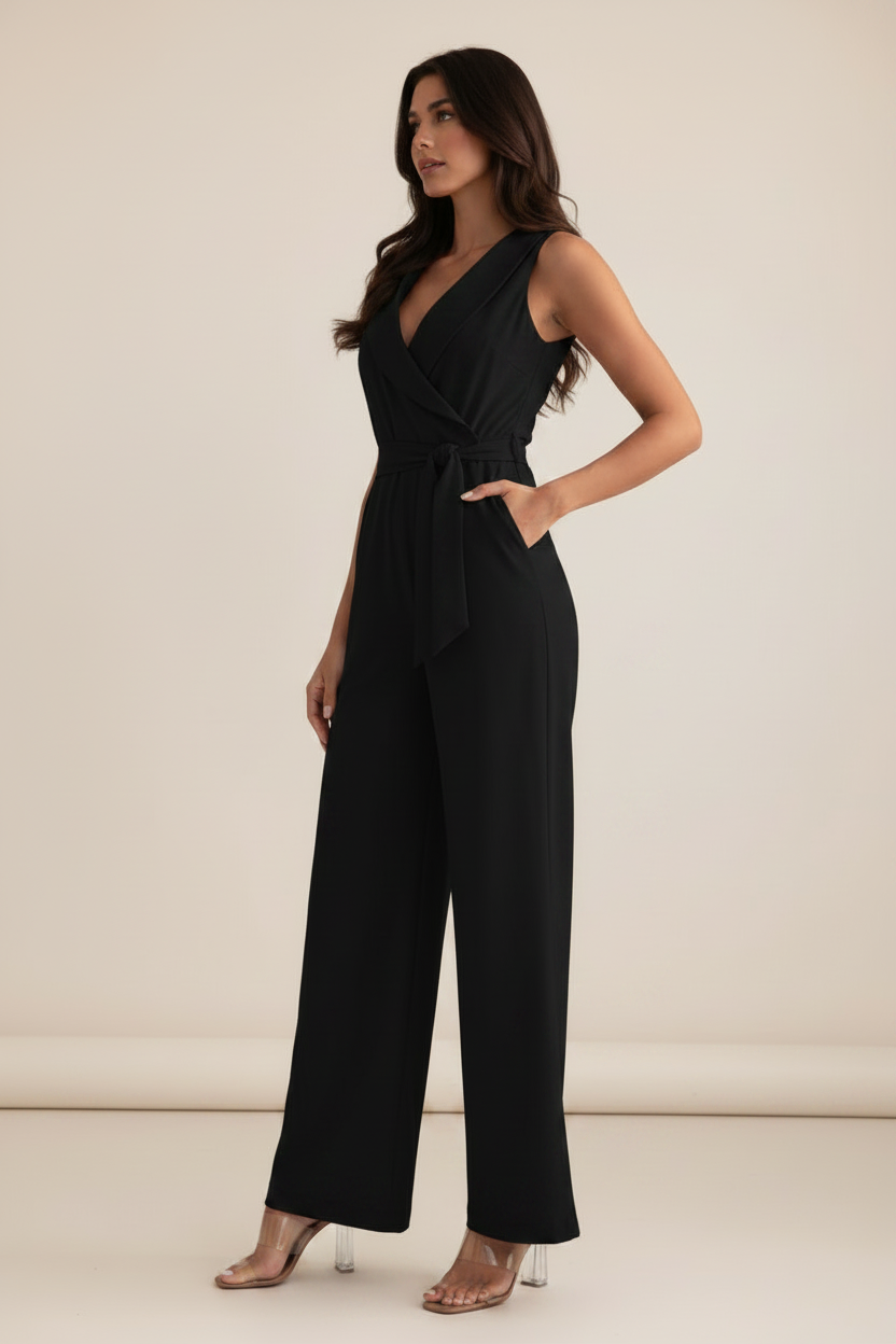 White Jumpsuit for Women with Tie Waist & Wide Leg Design for Effortless Style