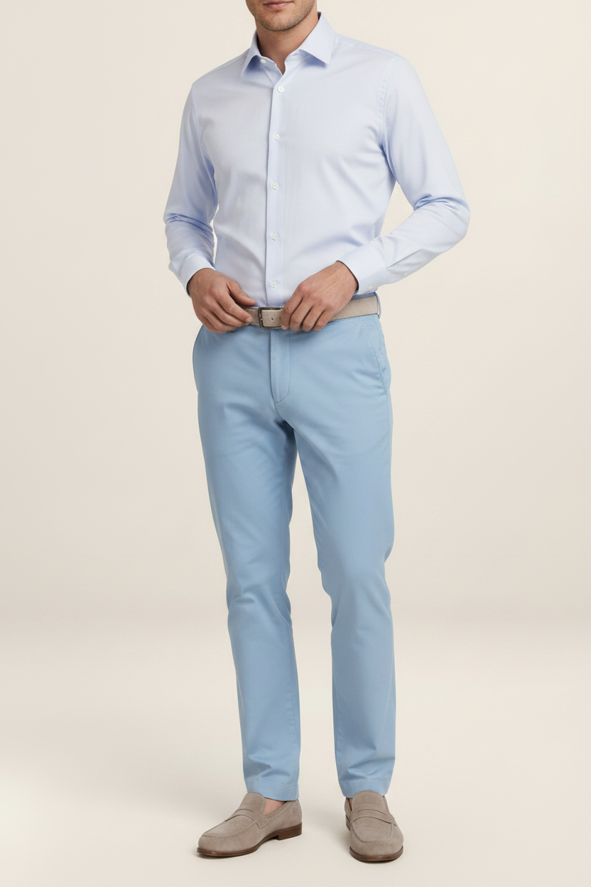Men's Linen Look Straight Leg Trousers – Smart Relaxed Fit