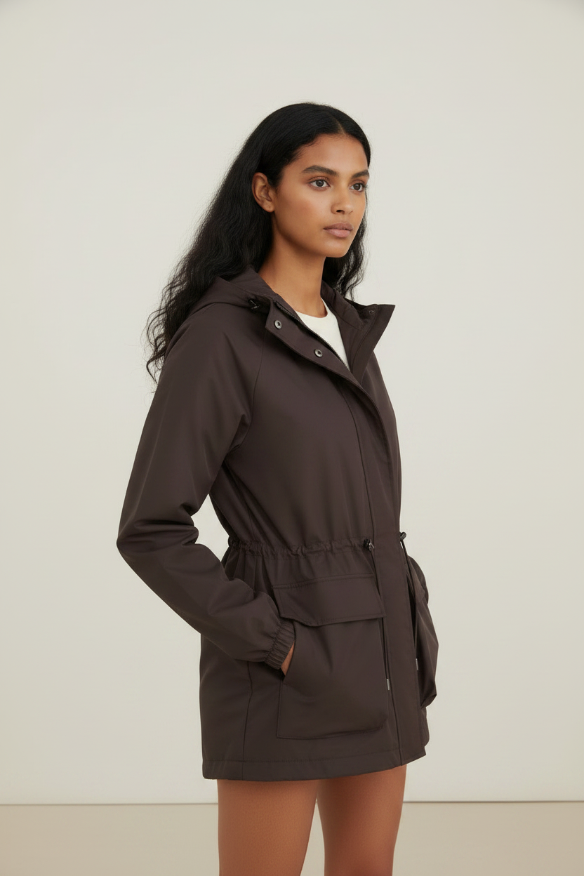 Versatile Women's Rain Jacket with Adjustable Drawstring | Lightweight & Water-Resistant for Everyday Comfort