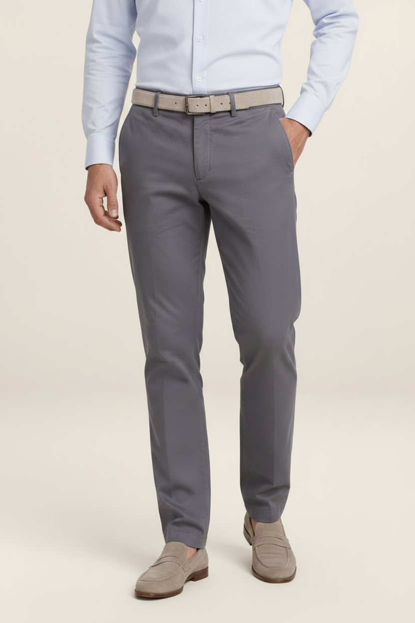 Men's Linen Look Straight Leg Trousers – Smart Relaxed Fit