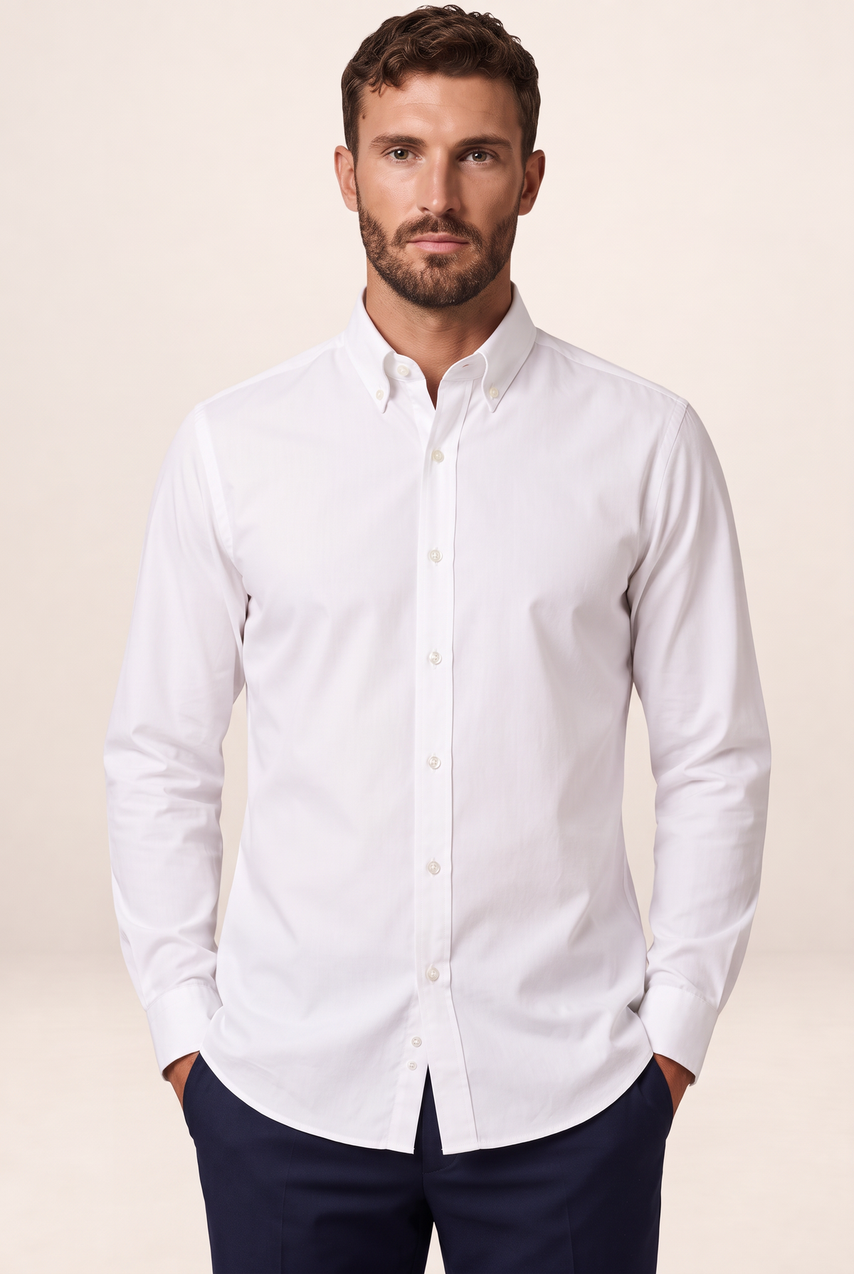 Men's Dress Shirt with Button-Down Collar | Versatile Style for Smart Casual Outfits