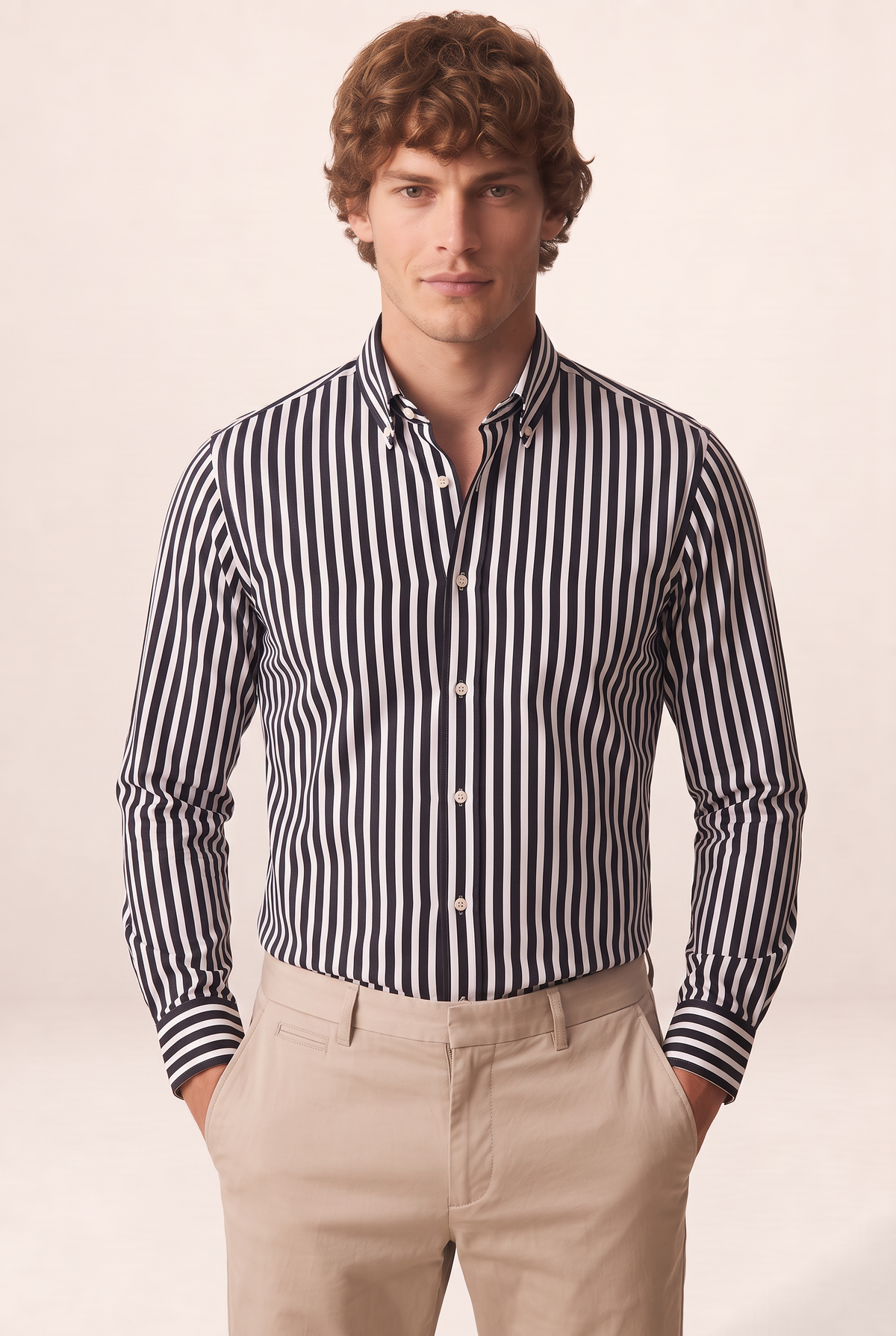 Classic Striped Men's Shirt with Structured Collar | Smart Casual Style for Effortless Dressing