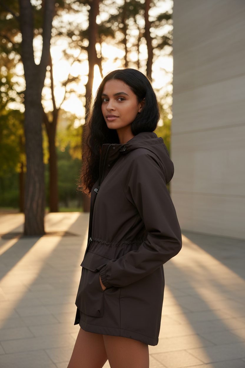 Versatile Women's Rain Jacket with Adjustable Drawstring | Lightweight & Water-Resistant for Everyday Comfort