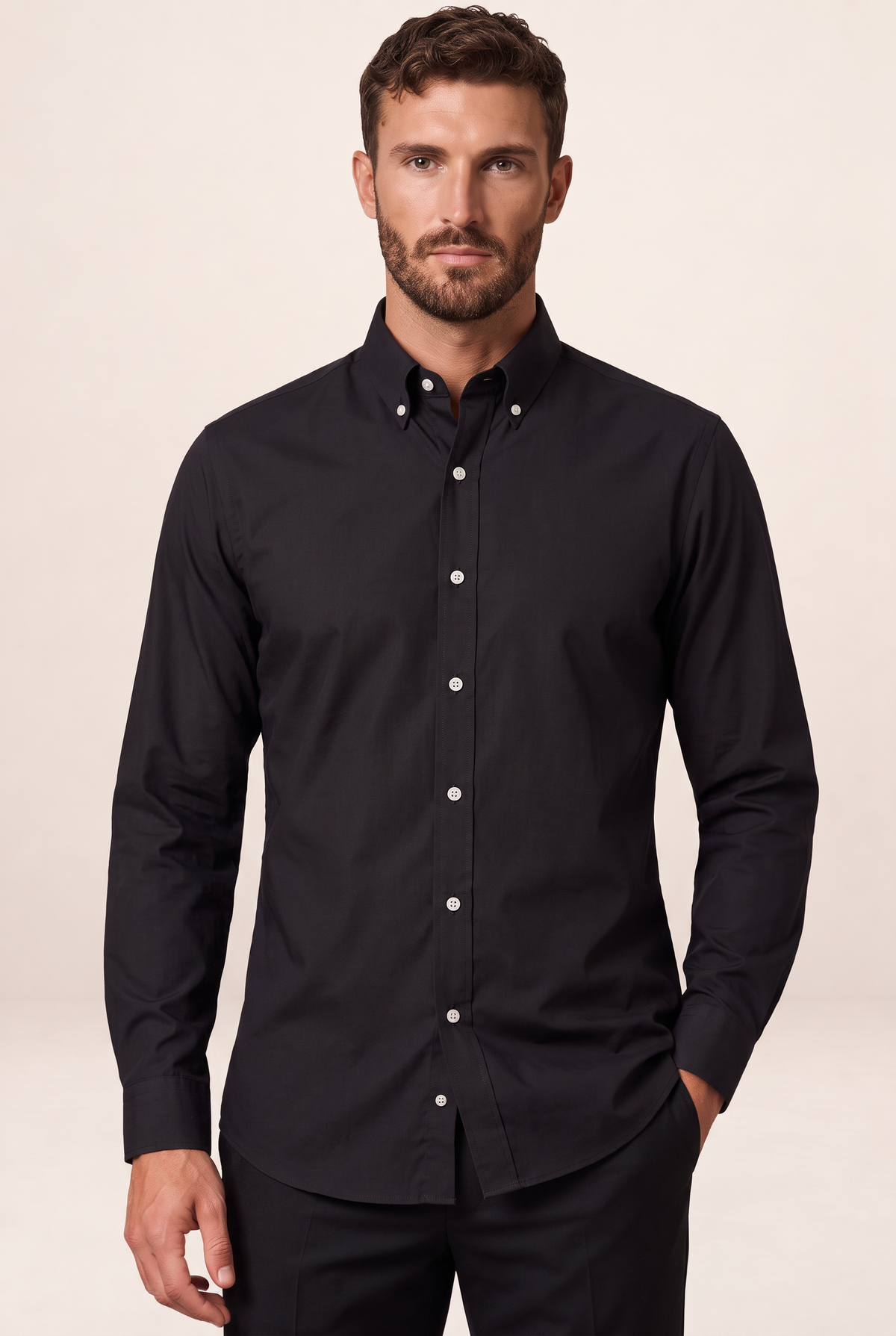 Men's Dress Shirt with Button-Down Collar | Versatile Style for Smart Casual Outfits