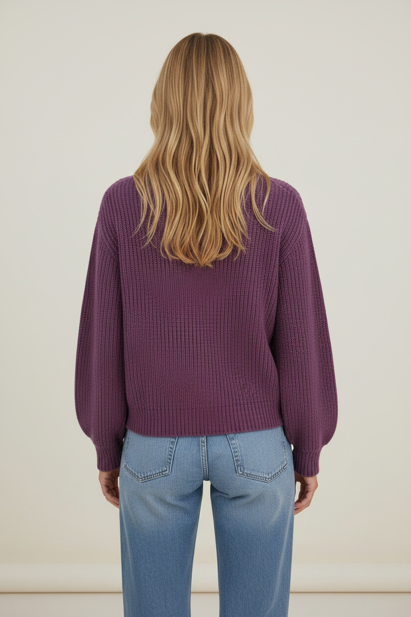 Chunky Knit Cardigan | V-Neck Soft Ribbed Jumper with Button Front | Cozy Layering for Women
