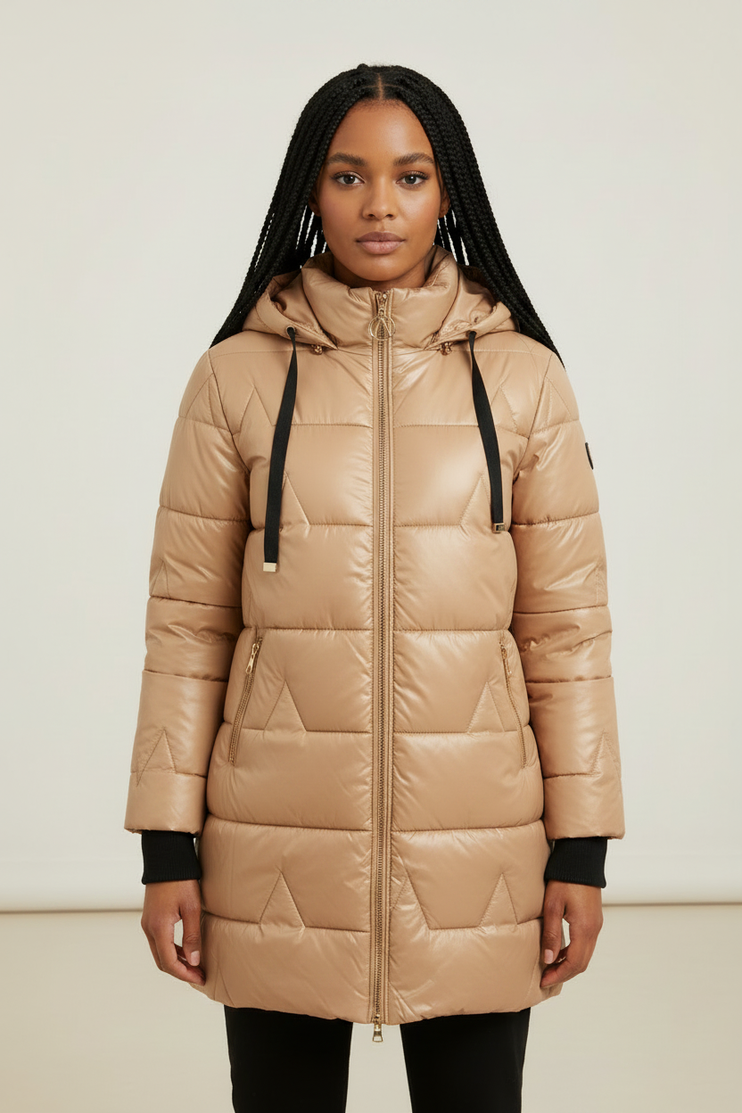 Cozy Haven | Women's Long Puffer Coat with Quilted Design | Insulated Warmth for Cold Weather