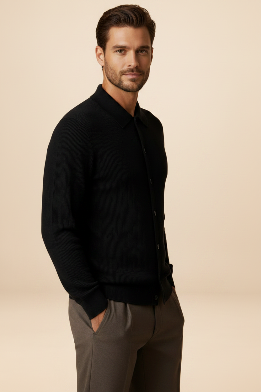 Men's Knit Cardigan – V-Neck Button Front Long Sleeve Sweater | Evermontia