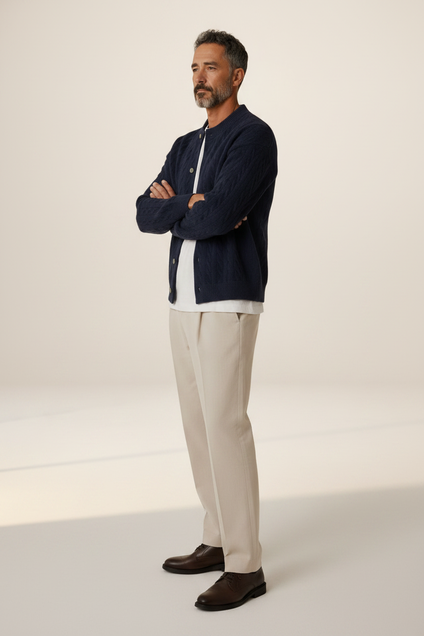 Men's Cable Knit Cardigan - Button Front Sweater