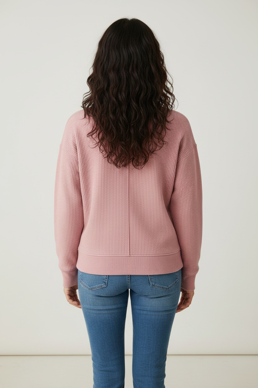 Casual Knit Jumper | Women's Ribbed Half Zip Pullover with Cozy Comfort | Versatile Layering for Everyday Style