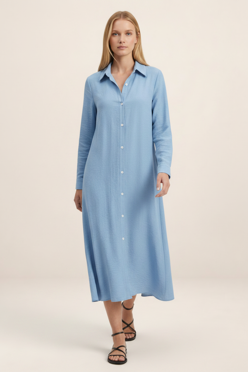 Women's Dress with Button Front Design | Comfortable Cotton Blend Summer Dress for Effortless Style