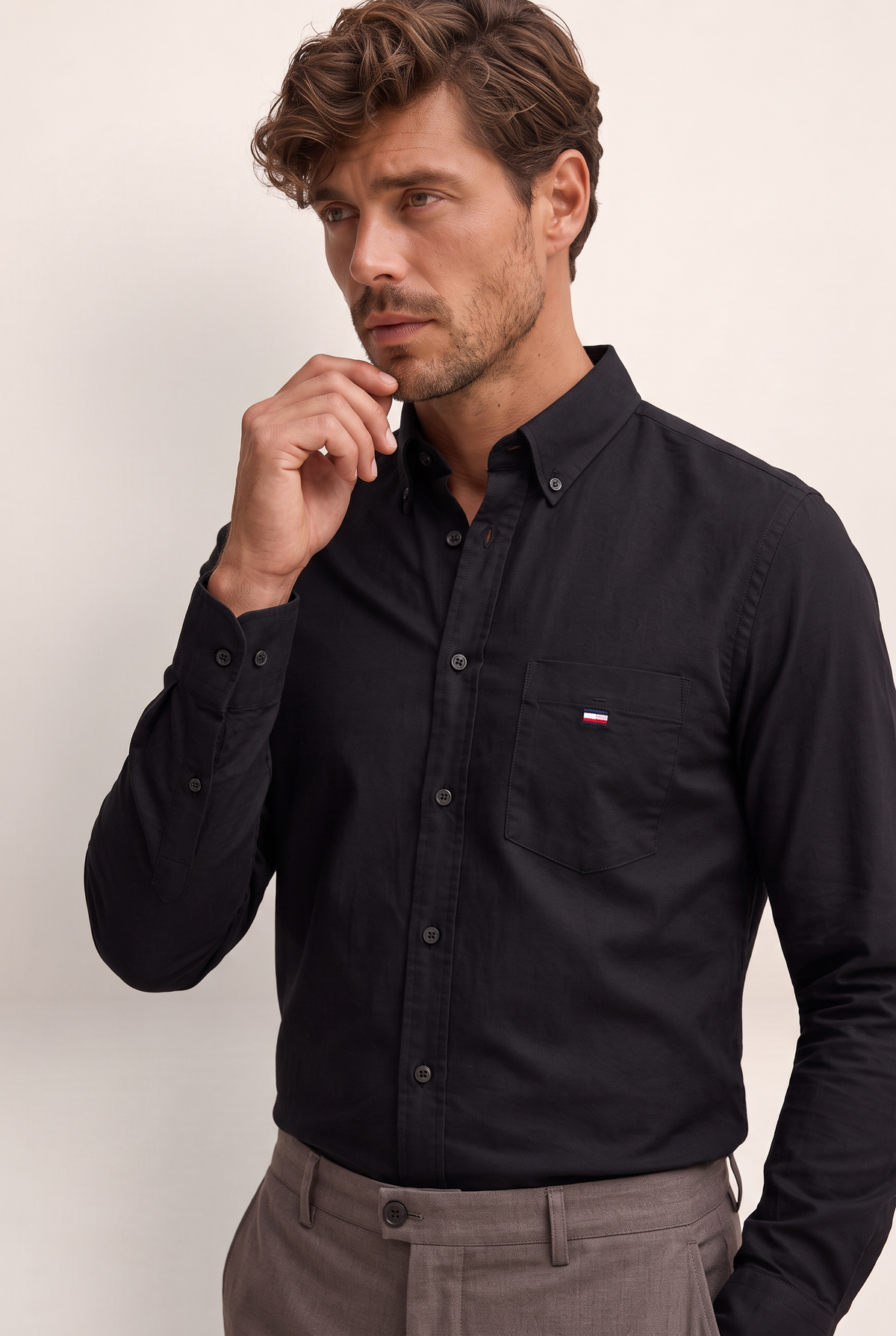 Men's Dress Shirt with Button-Down Collar | Smart Casual Style for Versatile Dressing