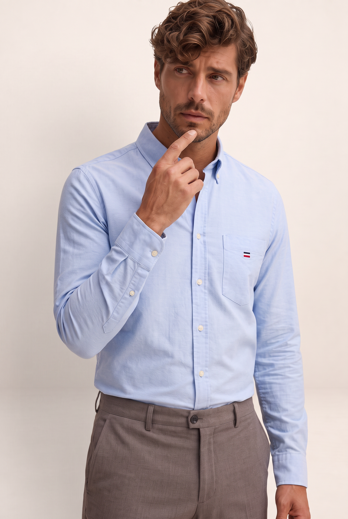 Men's Dress Shirt with Button-Down Collar | Smart Casual Style for Versatile Dressing