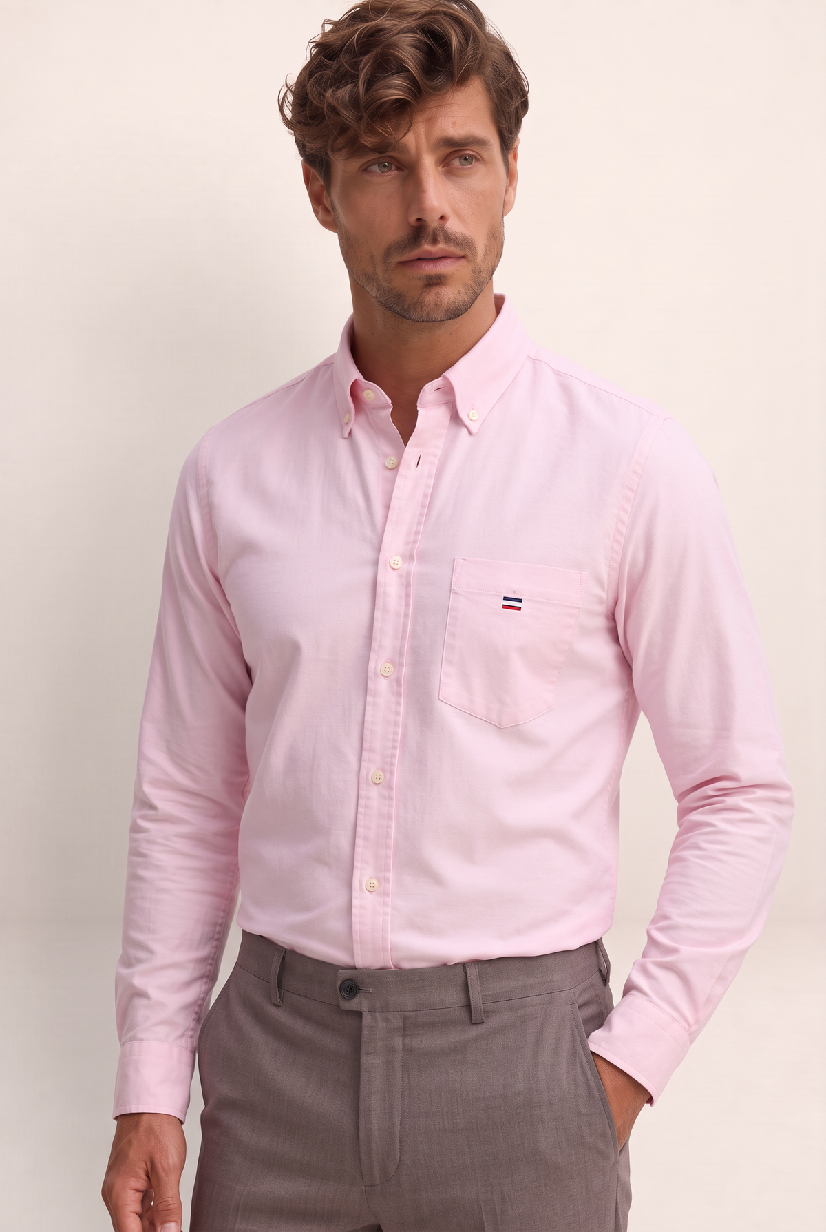 Men's Dress Shirt with Button-Down Collar | Smart Casual Style for Versatile Dressing