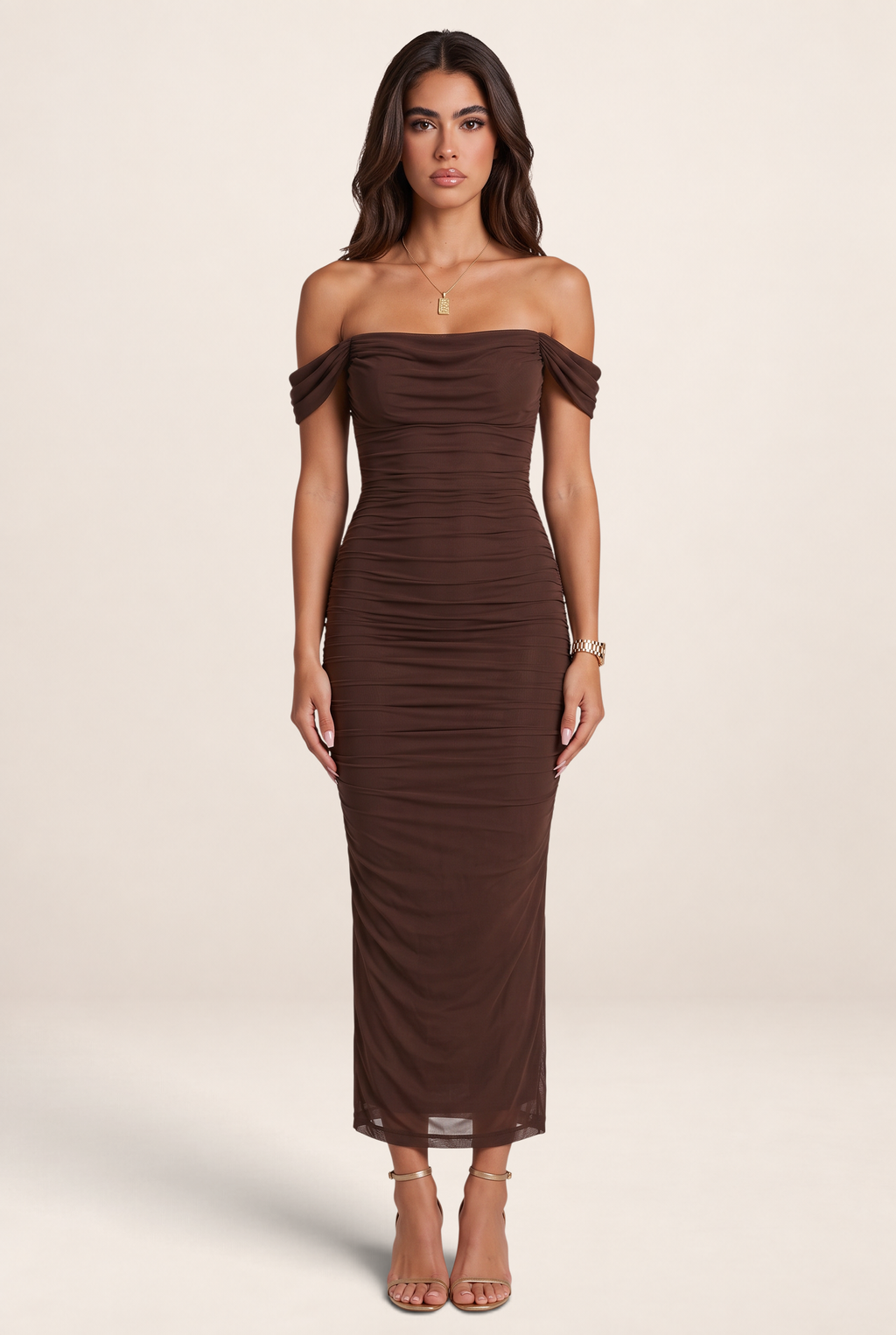 Women's Off-The-Shoulder Bodycon Maxi Dress - Smart Party Wear