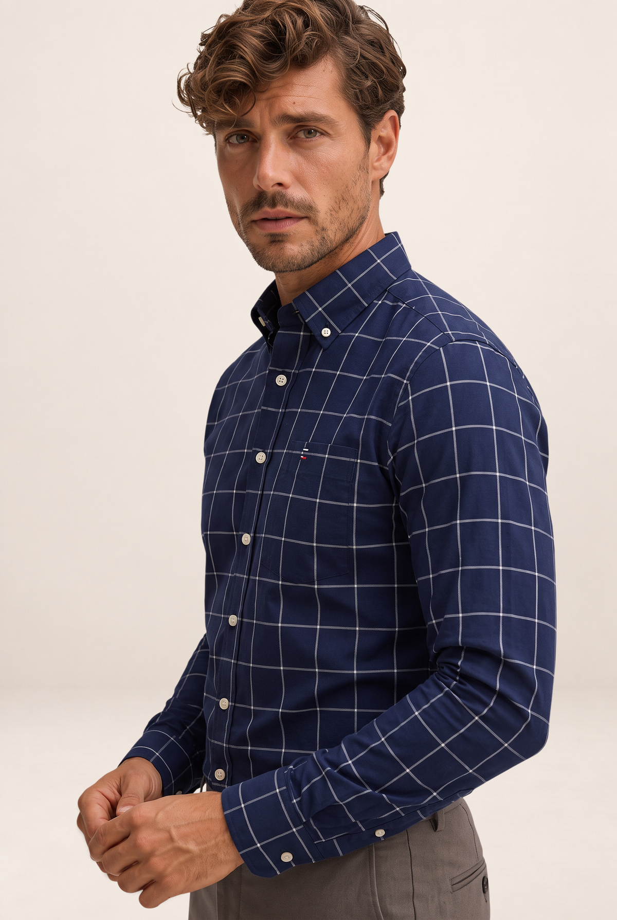 Men's Dress Shirt with Button-Down Collar | Smart Casual Style for Versatile Dressing