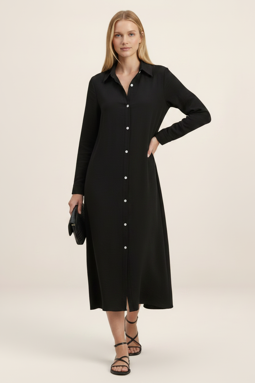 Women's Dress with Button Front Design | Comfortable Cotton Blend Summer Dress for Effortless Style