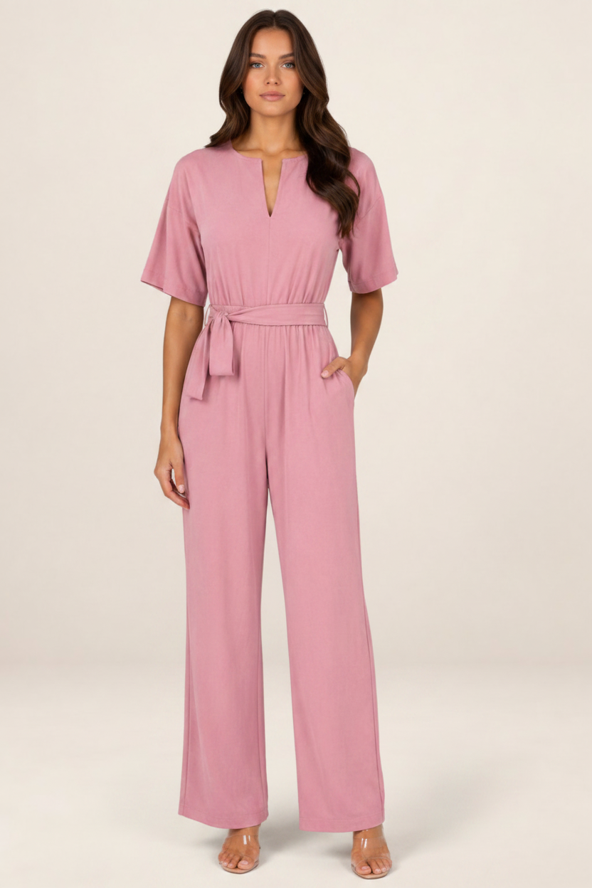 Women's Jumpsuit with Tie Waist for Effortless Style