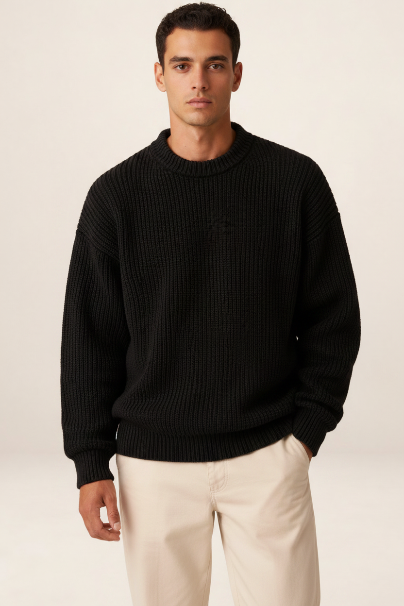 Men's Chunky Knit Crewneck Sweater