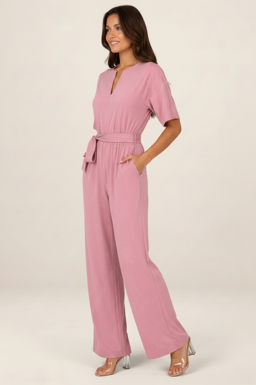 Women's Jumpsuit with Tie Waist for Effortless Style
