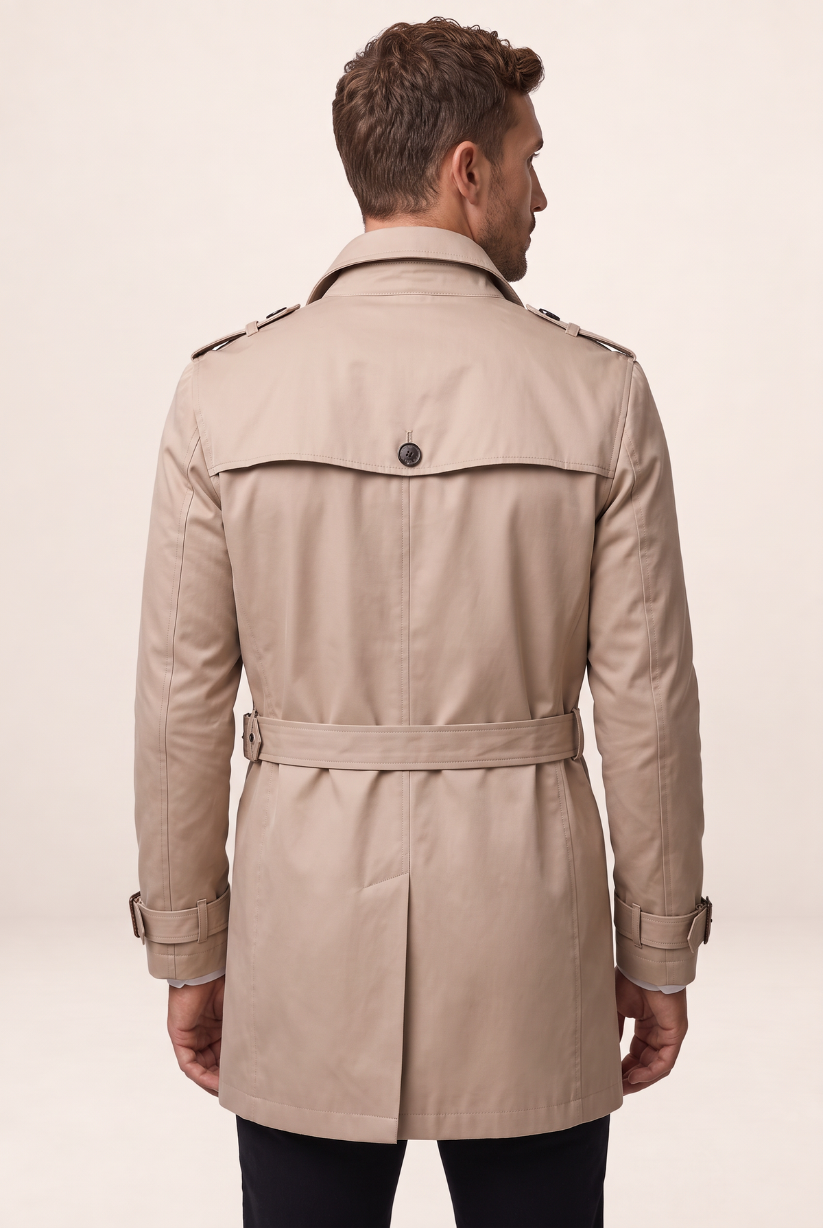 Classic Tailored Trench Coat Men | Adjustable Belt for Custom Fit | Versatile Outerwear for Sharp Style