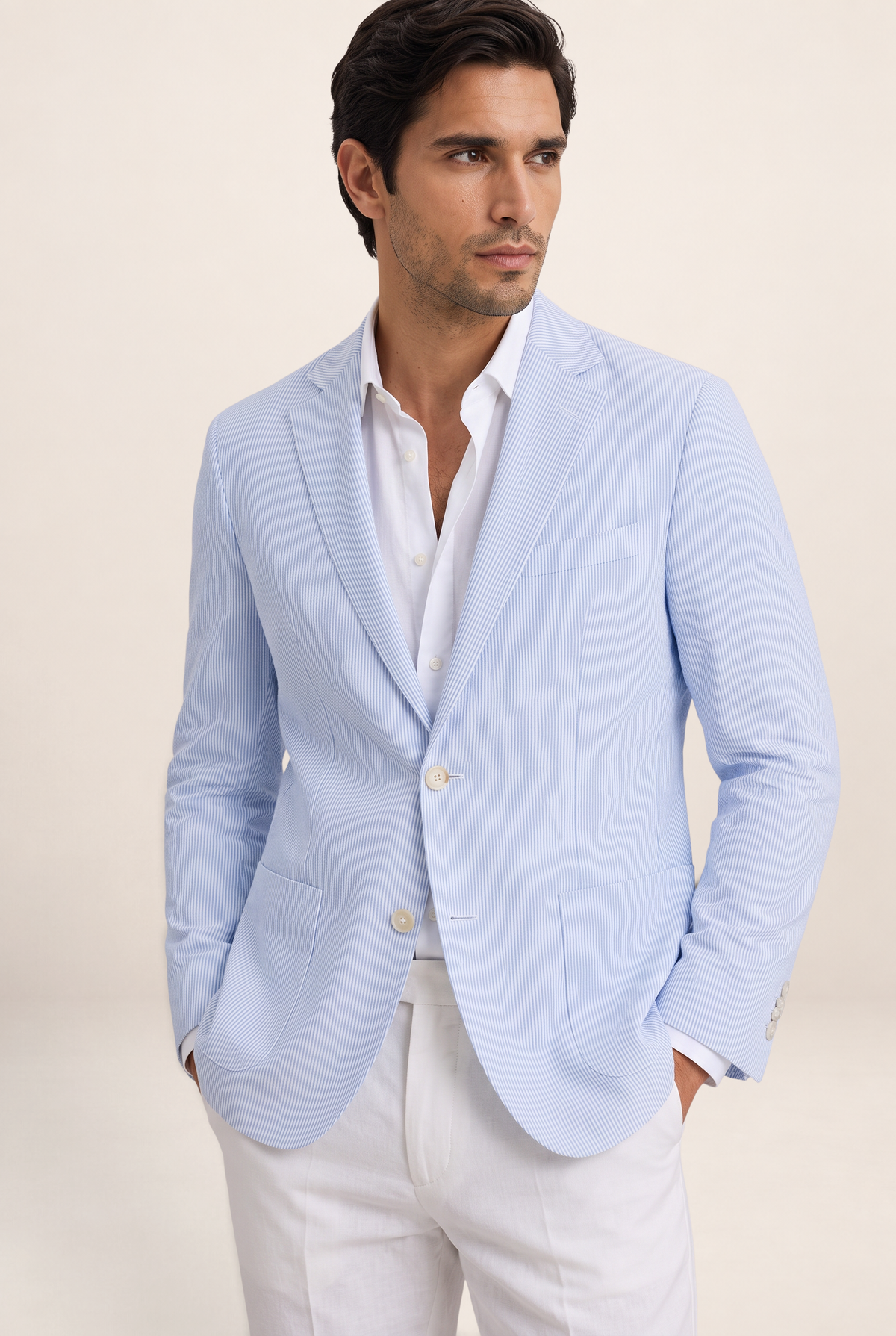 Men’s Striped Blazer – Lightweight Tailored Suit Jacket