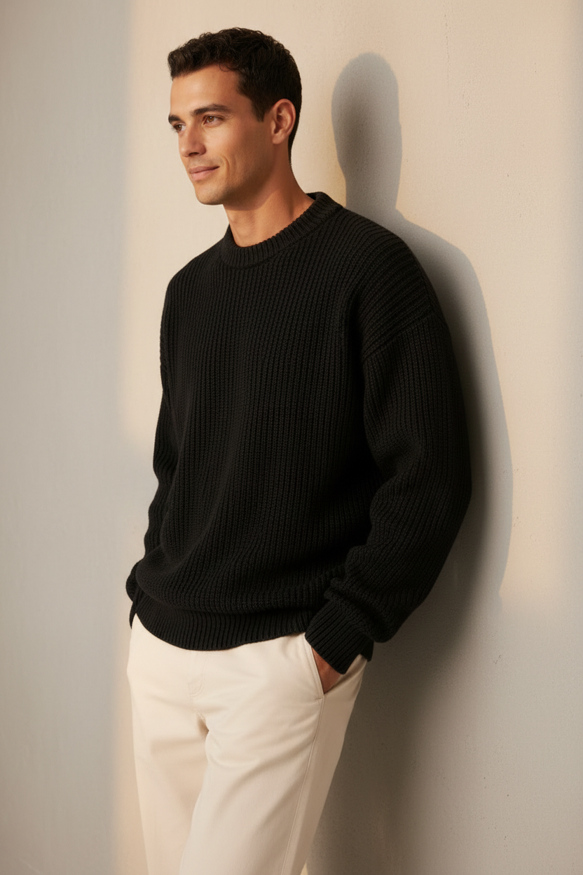 Men's Chunky Knit Crewneck Sweater