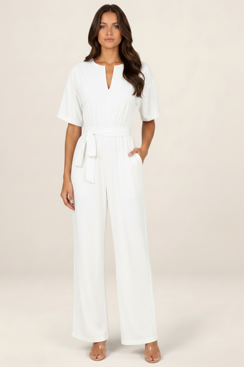 Women's Jumpsuit with Tie Waist for Effortless Style