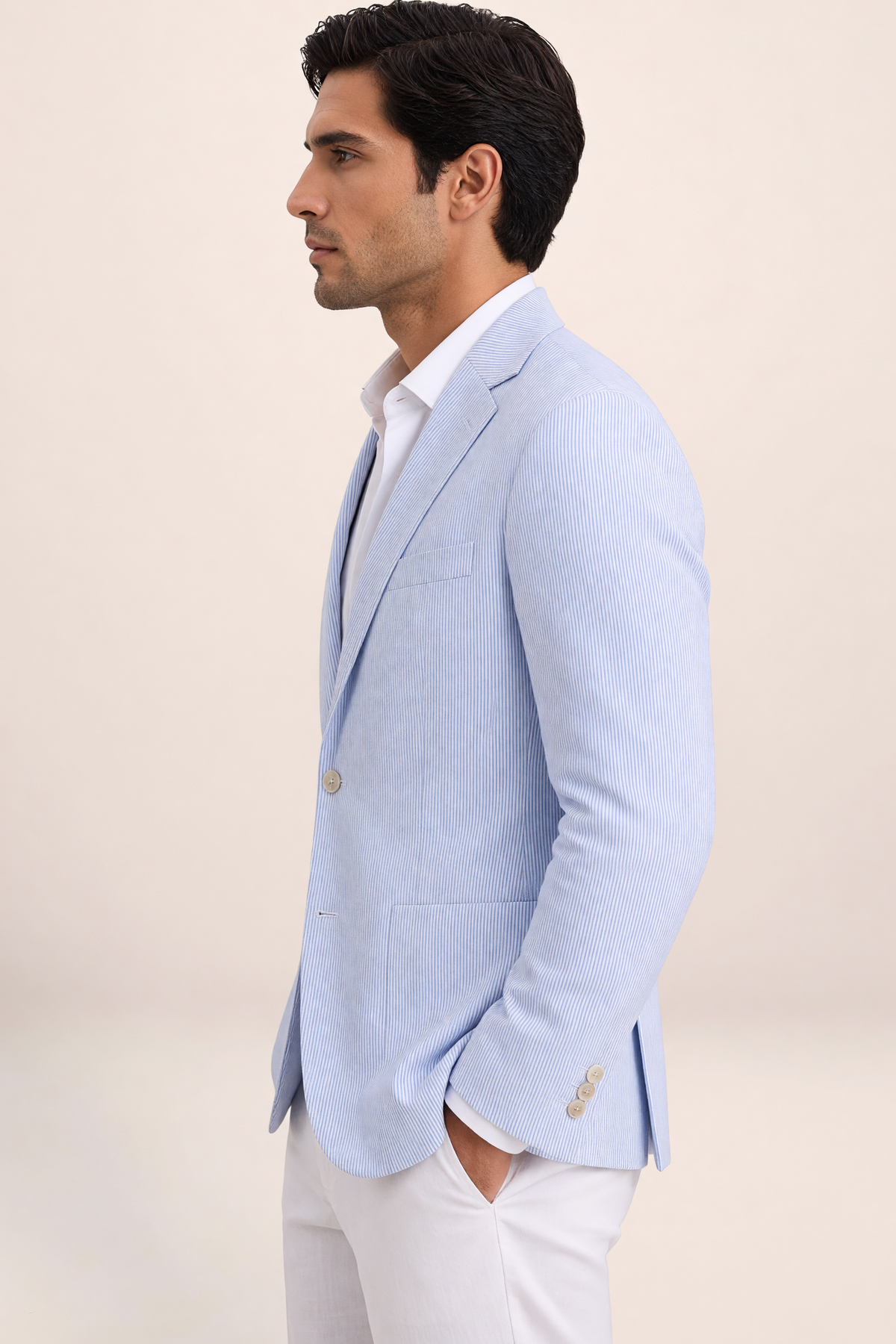 Men’s Striped Blazer – Lightweight Tailored Suit Jacket