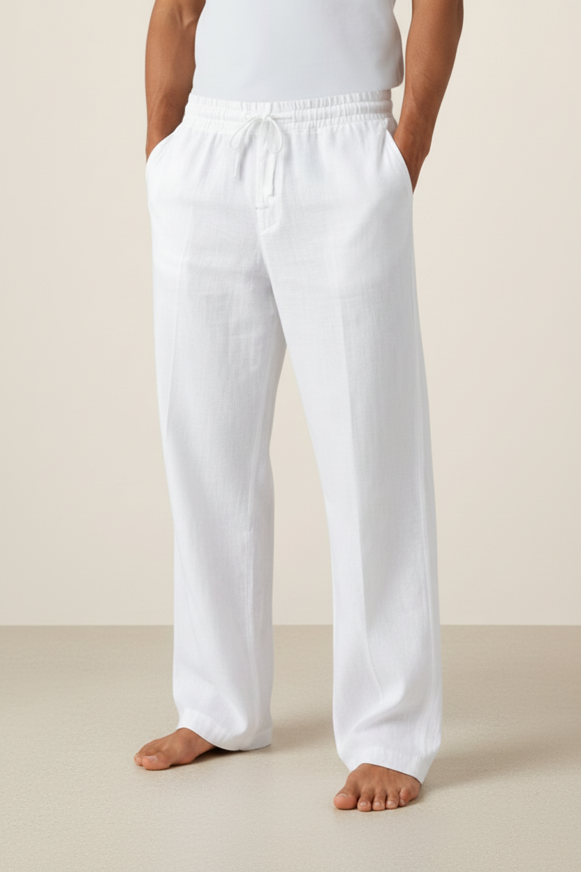 Men’s Linen Look Trousers – Relaxed Fit
