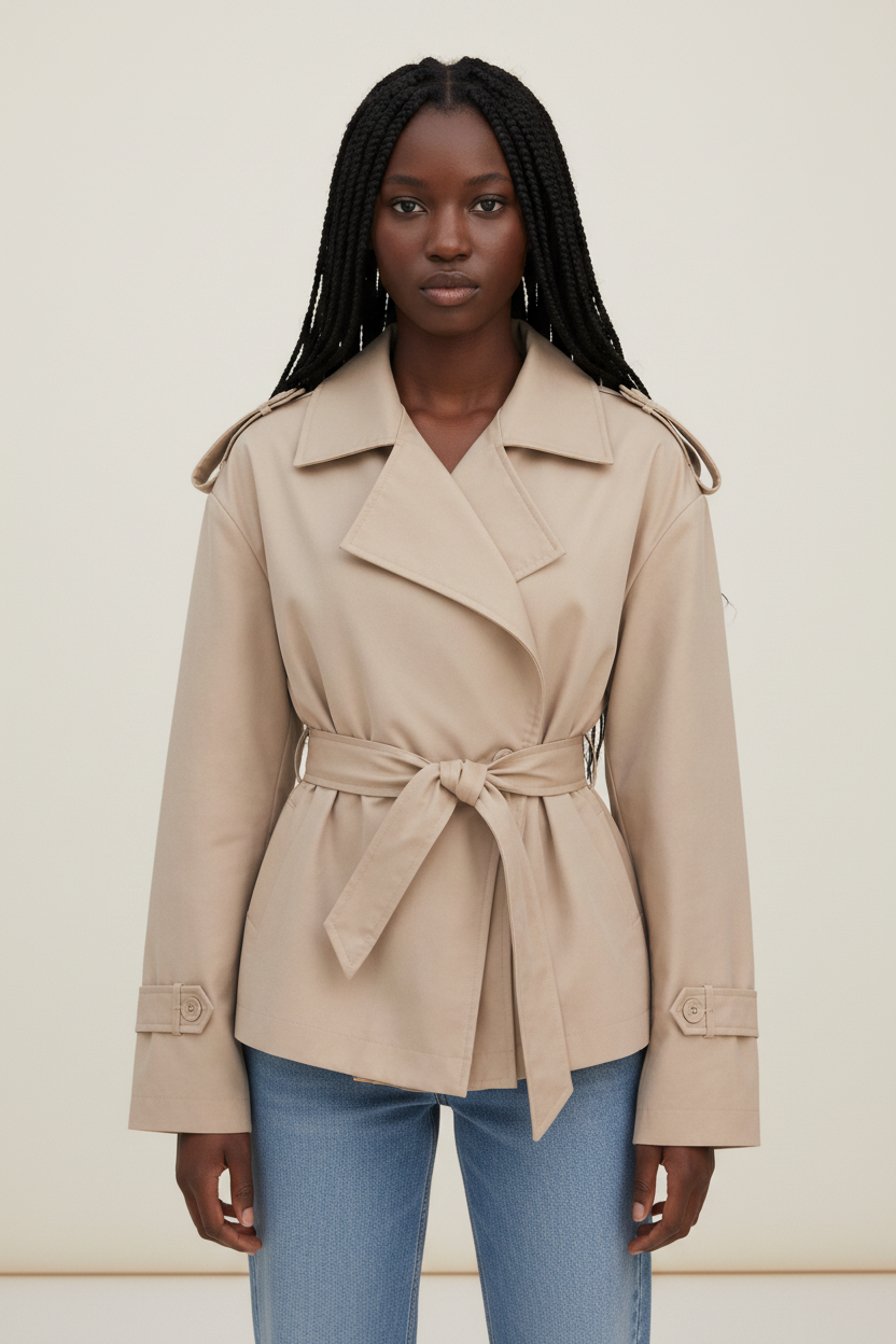 Elegant Women's Trench Coat with Belted Design | Classic Double-Breasted Layer for All Seasons