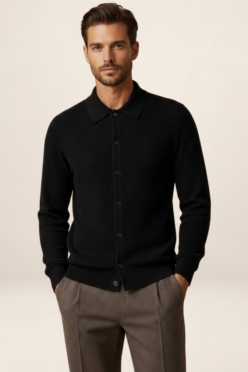 Men's Knit Cardigan – V-Neck Button Front Long Sleeve Sweater | Evermontia