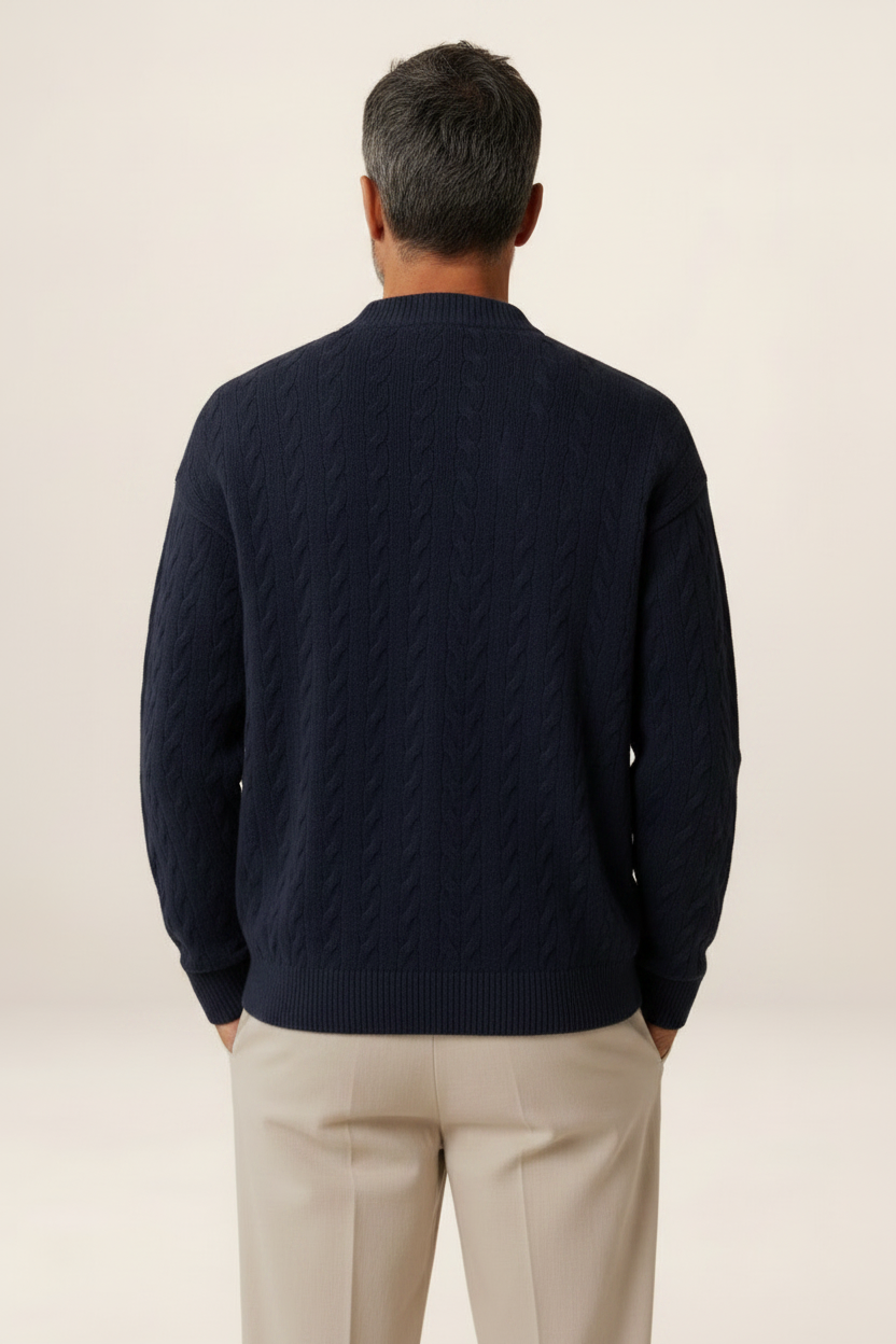 Men's Cable Knit Cardigan - Button Front Sweater
