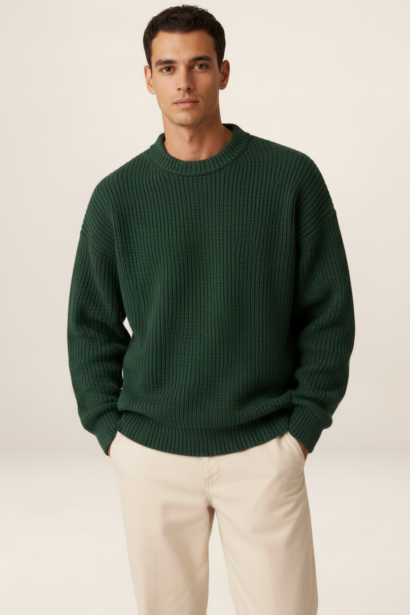 Men's Chunky Knit Crewneck Sweater