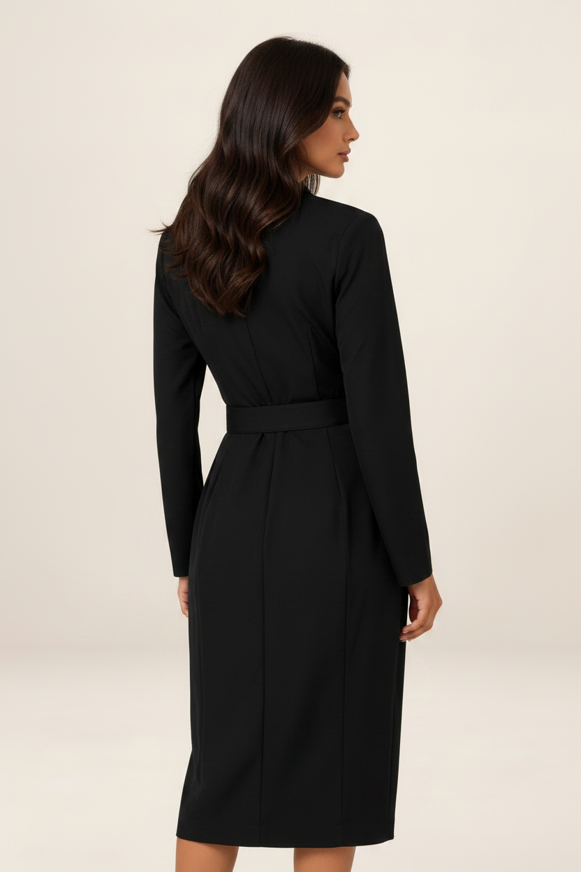 Long Sleeve Midi Dress with Wrap V-Neck Design | Flattering Fit for Any Occasion
