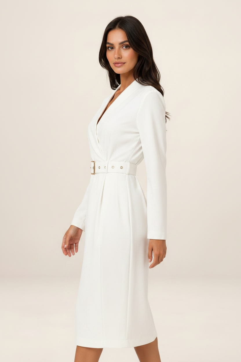 Long Sleeve Midi Dress with Wrap V-Neck Design | Flattering Fit for Any Occasion