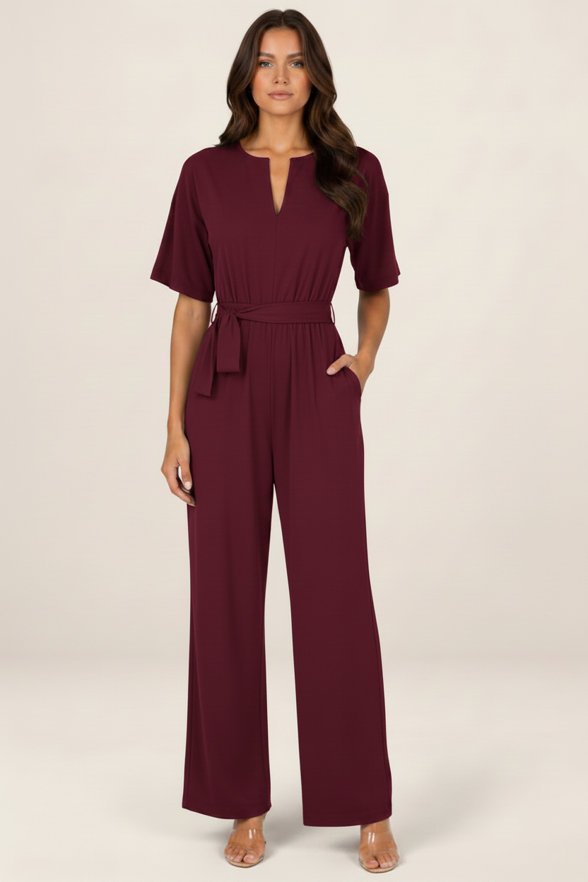Women's Jumpsuit with Tie Waist for Effortless Style