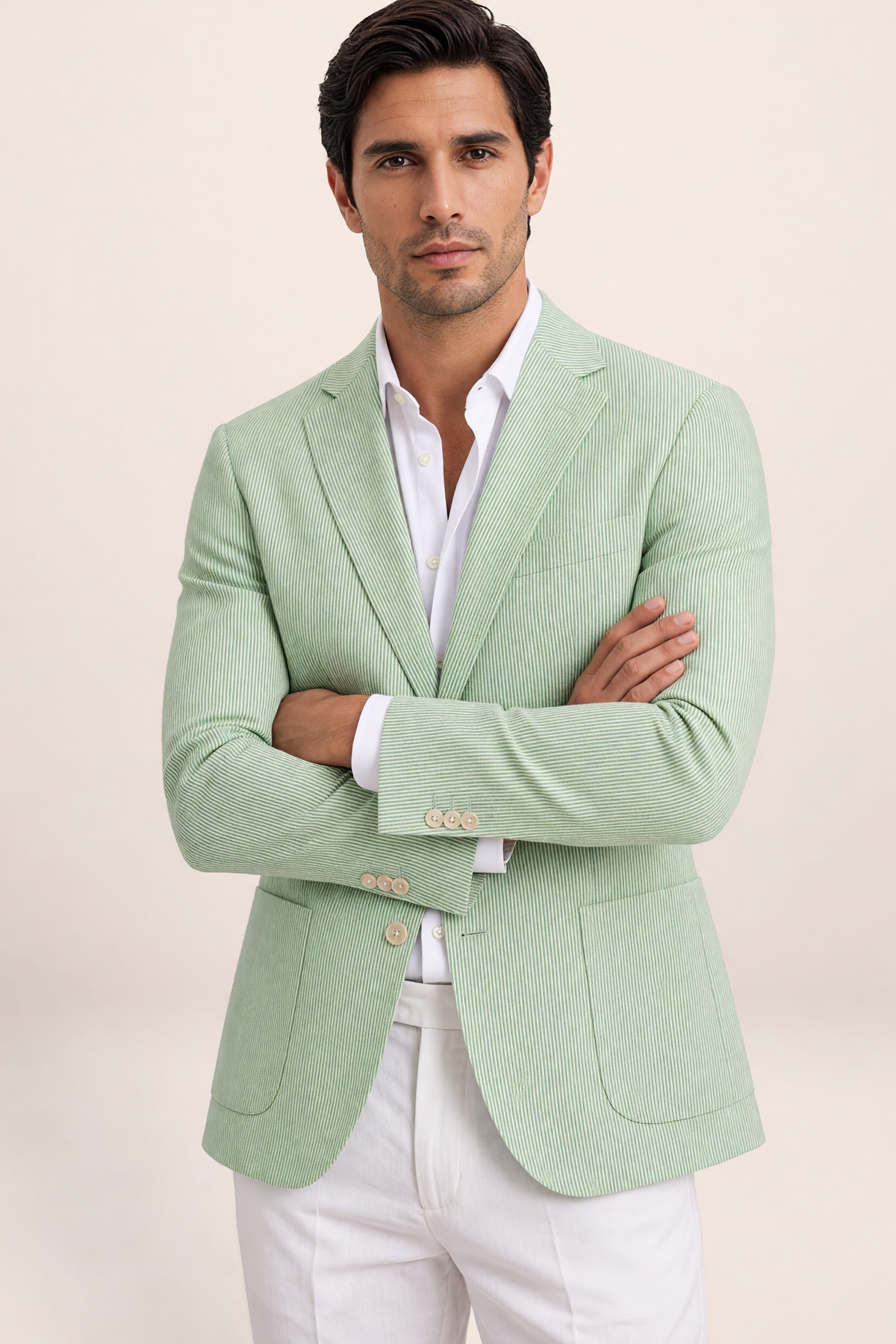 Men’s Striped Blazer – Lightweight Tailored Suit Jacket