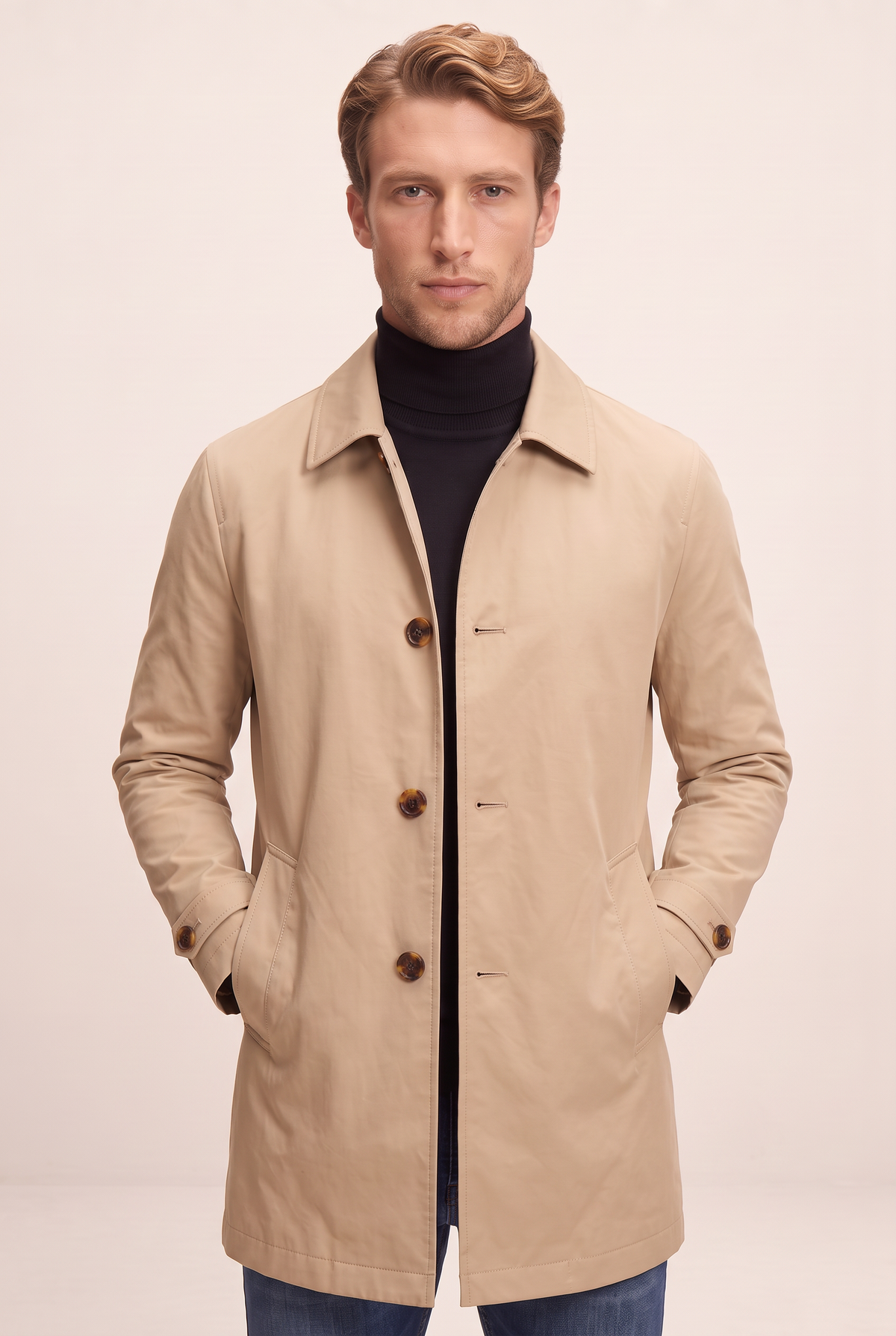 Men's Tailored Classic Overcoat - Structured Smart Casual Winter Jacket