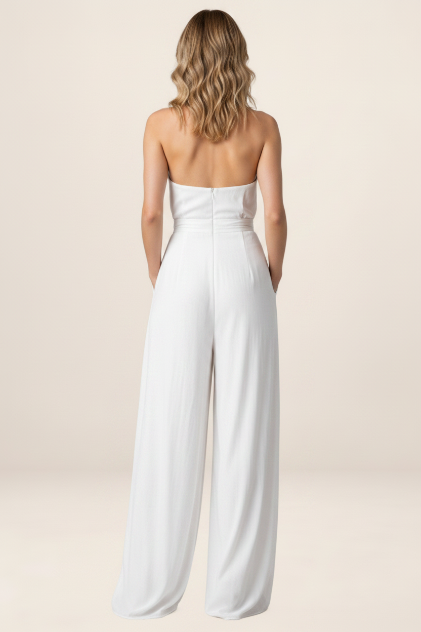 Elegant Flowing Black Jumpsuit for Women with Halter Neck Design | Flattering Wide-Leg Silhouette for Effortless Sophistication